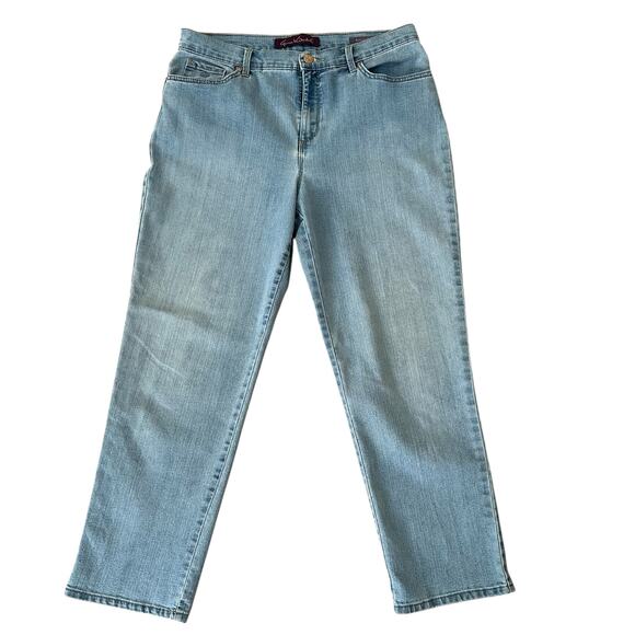 Gloria Vanderbilt Amanda Straight High Rise 5 Pocket Design Blue Jeans Size 12 - Picture 4 of 7